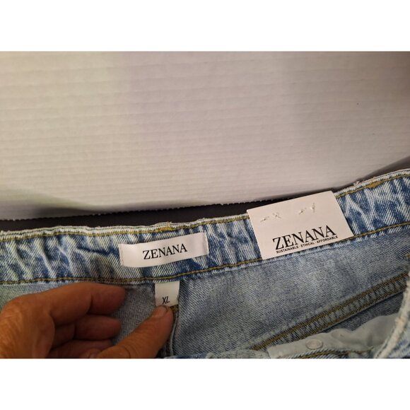 Zenana Shorts Women's Size XL 35X5 Cutoff Distressed Medium Wash Denim - Picture 4 of 6